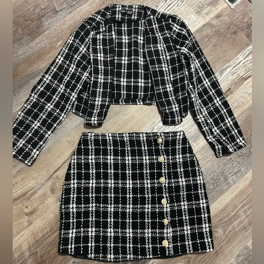 SHEIN Monochrome Checkered Ensemble